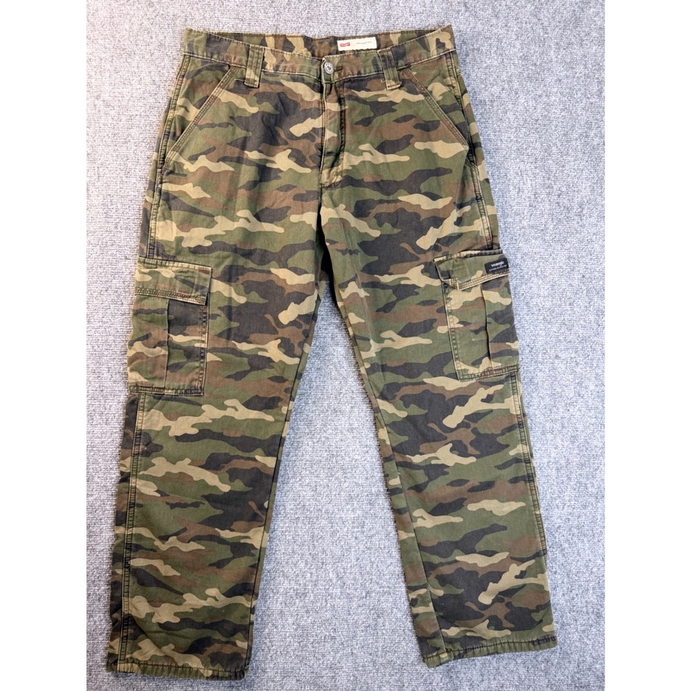 Wrangler Mens 32x30 Camo Fleece Lined Cargo Pants Relaxed Fit Tactical Workwear